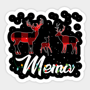 Mema Reindeer Plaid Pajama Shirt Family Christmas Sticker